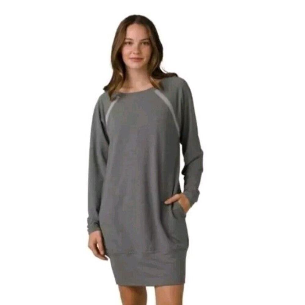 prAna Womens Small‎ Rosie Dress Sweatshirt Pockets Green Long Sleeve Outdoor